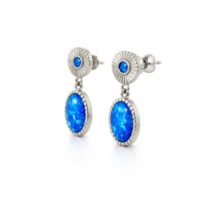 گوشواره نقره اپال خورشید 1125-B